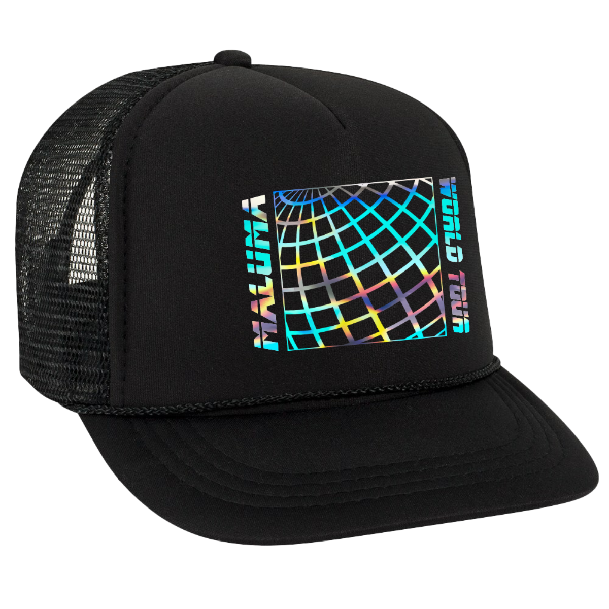 Maluma Iridescent Foil Black Trucker Hat