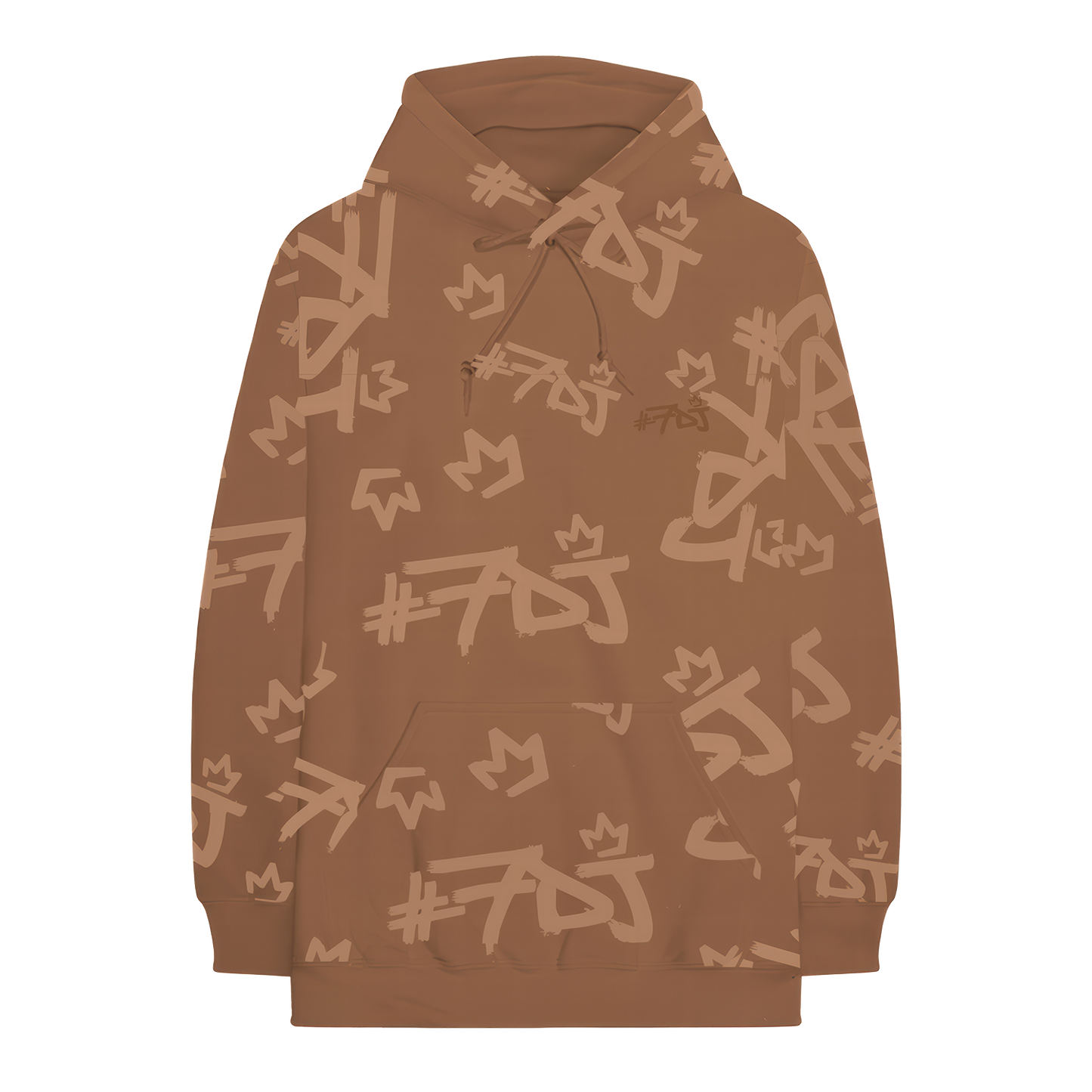 #7DJ Tan Logo All-Over Hoodie