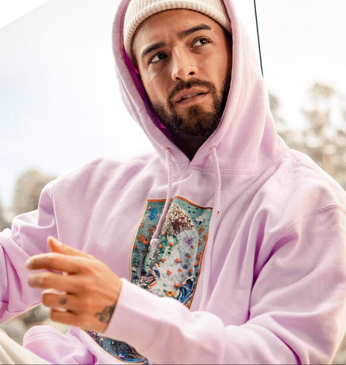 #7DJ Portrait Pink Hoodie