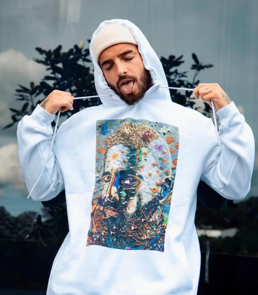 #7DJ Portrait White Hoodie