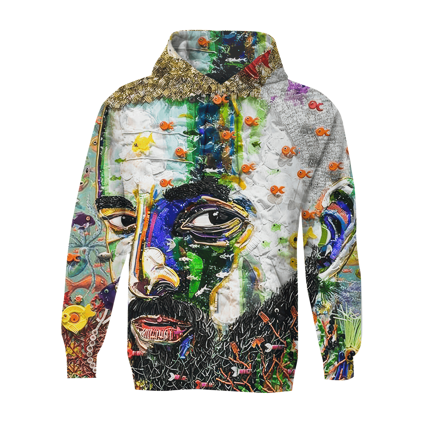 Sudadera con capucha integral con retrato #7DJ