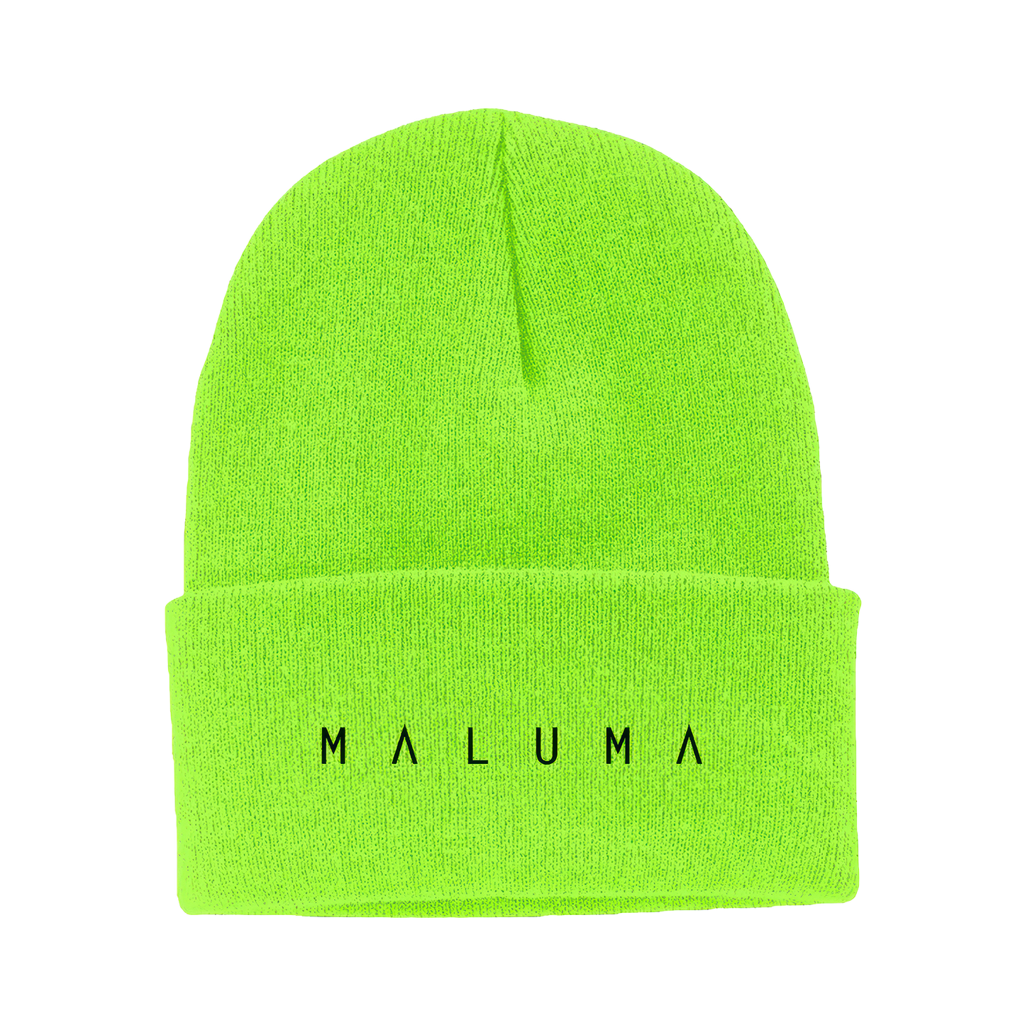 Gorro de lana verde neón con la pirámide de Maluma