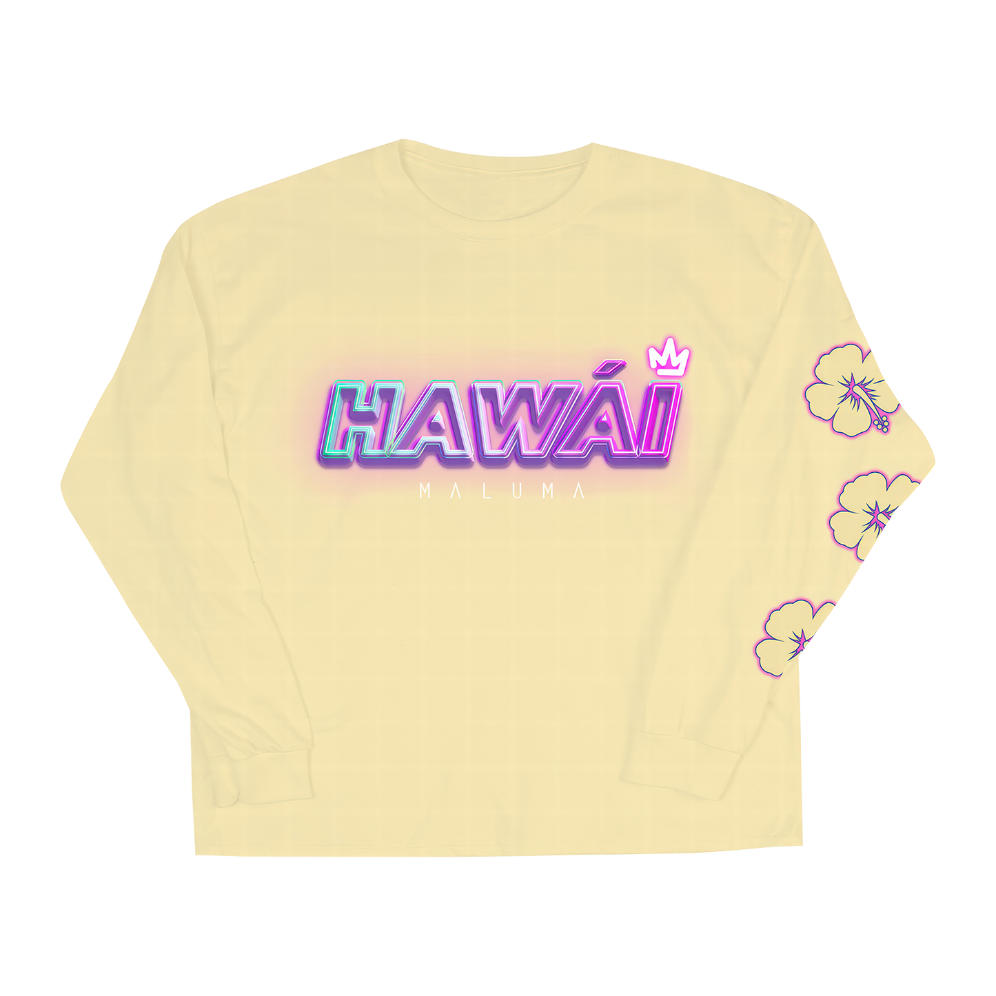 Camiseta de manga larga amarilla hawaiana