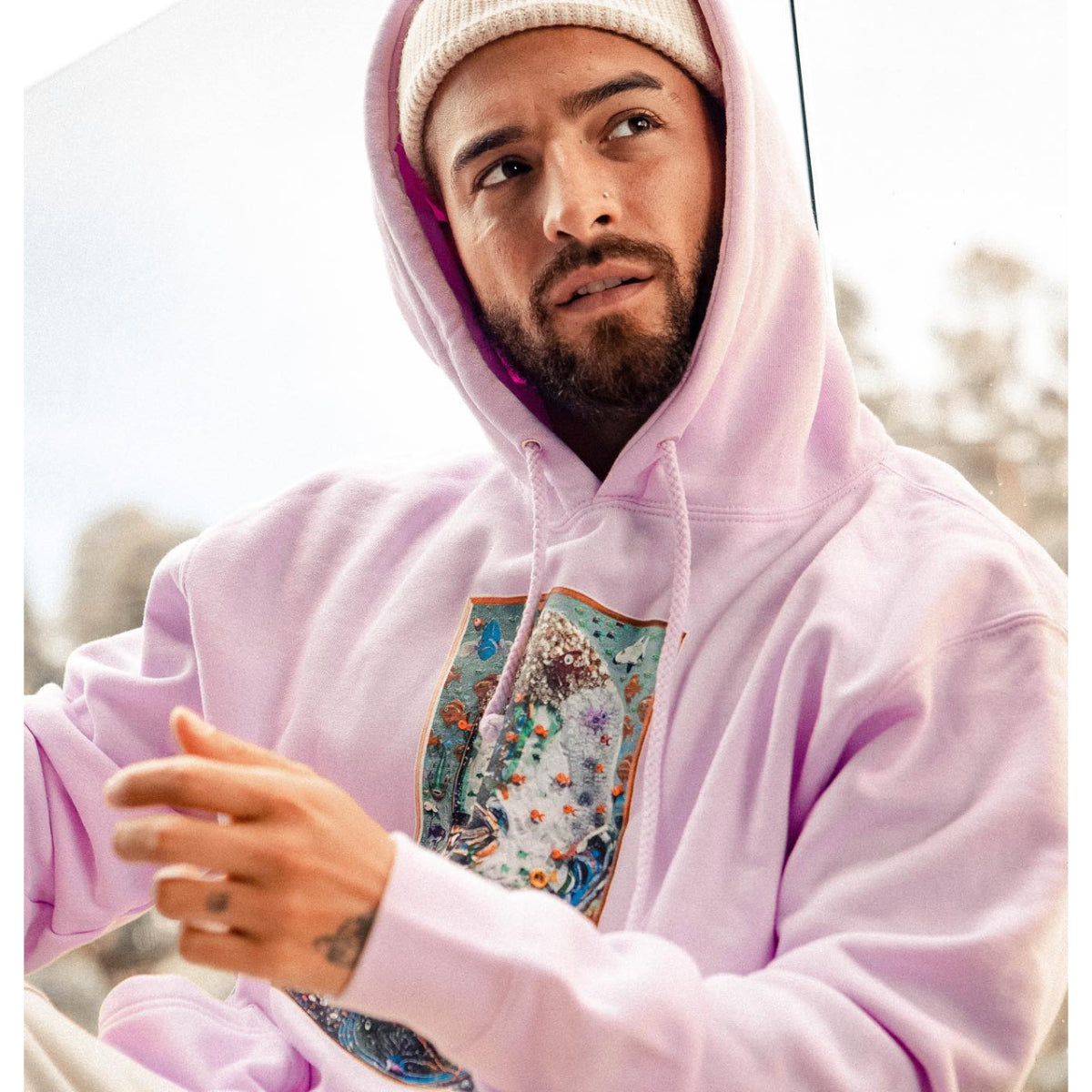 #7DJ Portrait Pink Hoodie