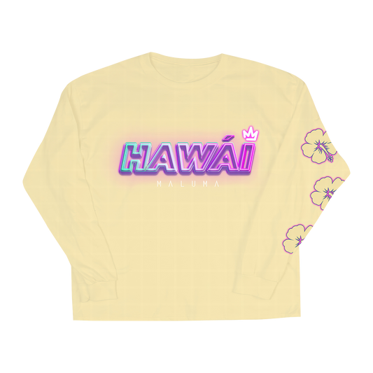 Camiseta de manga larga amarilla hawaiana