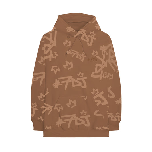 #7DJ Tan Logo All-Over Hoodie