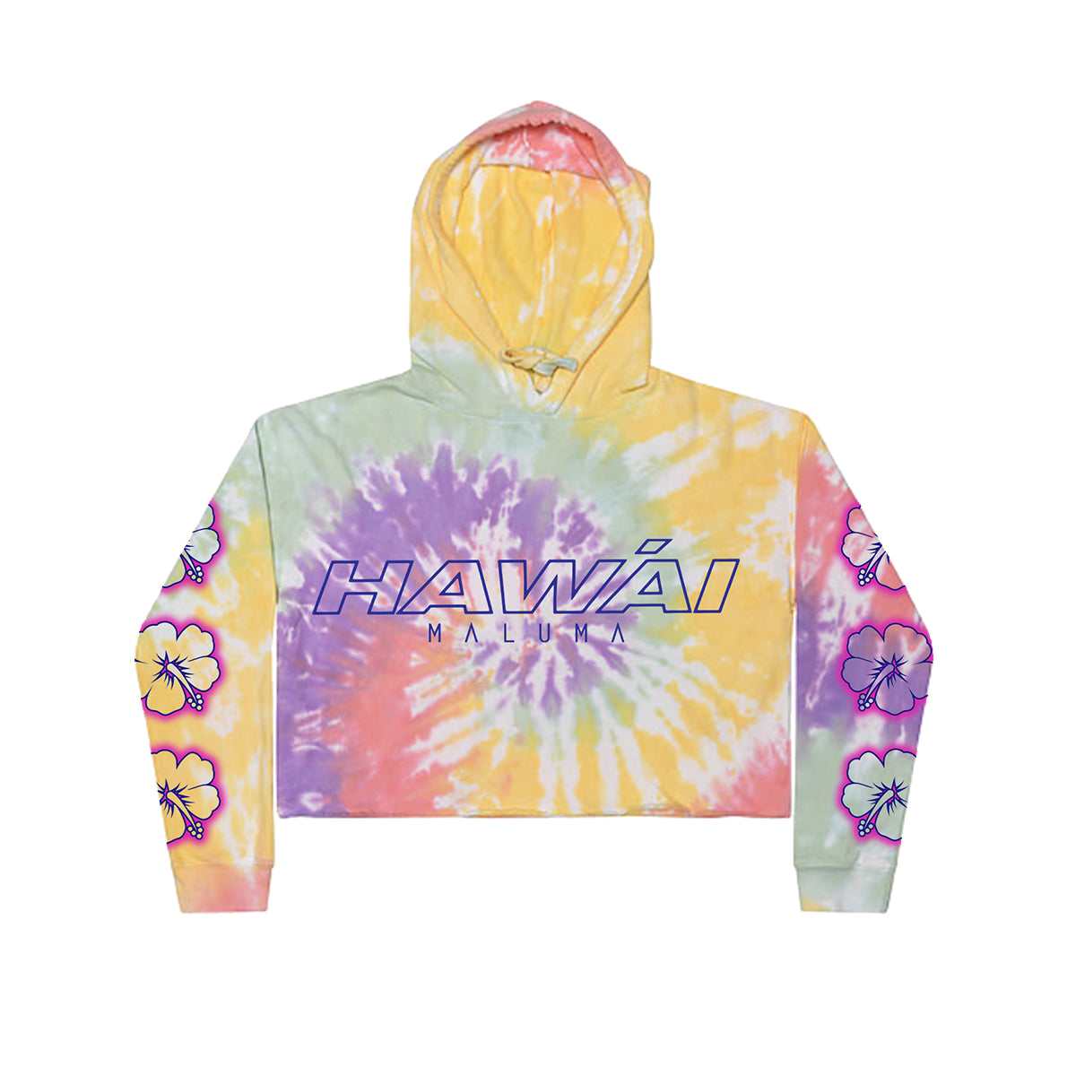 Hawái Tie-Dye Crop Hoodie